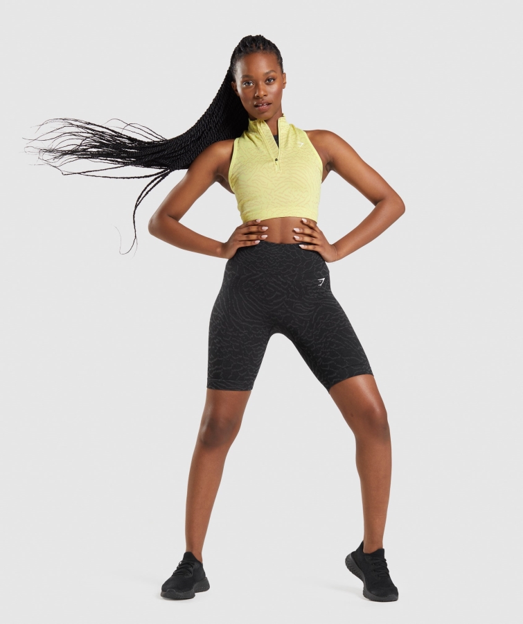 Gymshark Adapte Hayvan Dikişsiz Mahsul 1/2 Fermuarlı Hibrit Ateş Böceği Sarı