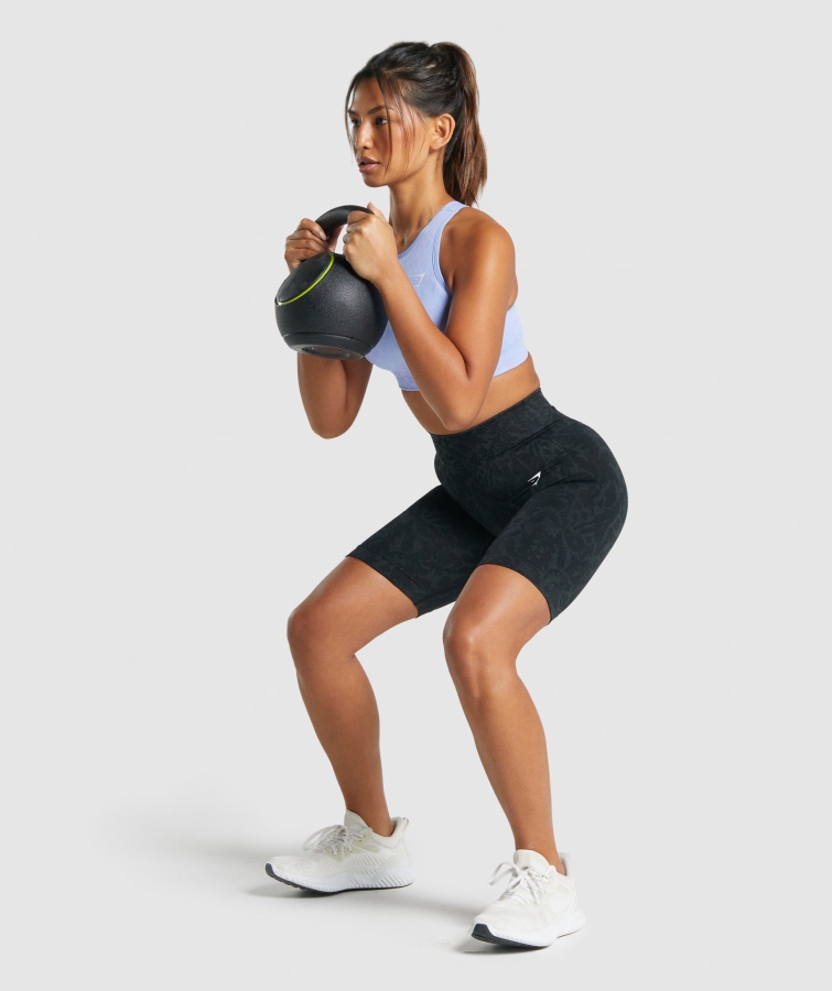 Gymshark Adapte Hayvan Sorunsuz Bisiklet şortu Kelebek-siyah