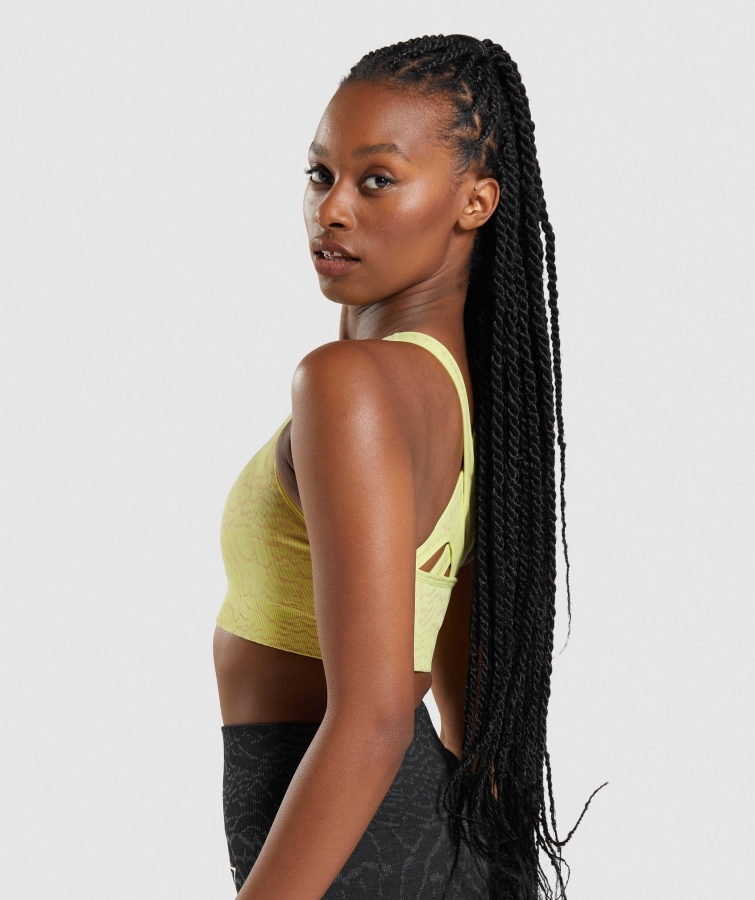 Gymshark Adapte Hayvan Dikişsiz Spor Sutyeni Hibrit Ateş Böceği Sarı