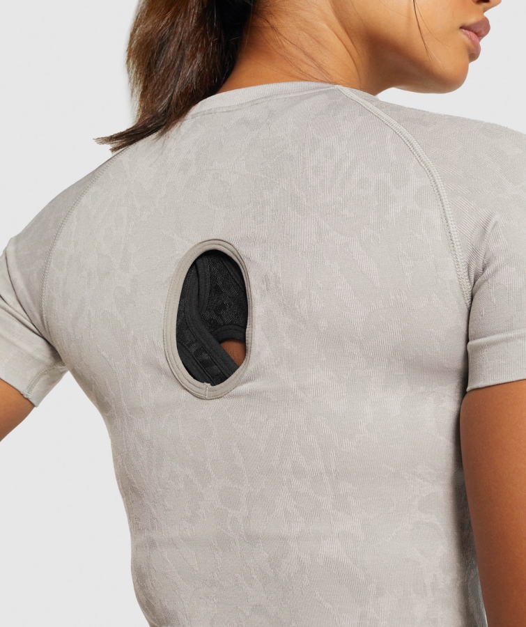 Gymshark Adapte Hayvan Dikişsiz T-shirt Kelebek-gri