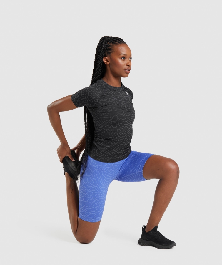 Gymshark Adapte Hayvan Dikişsiz Tişört Hibrit-siyah