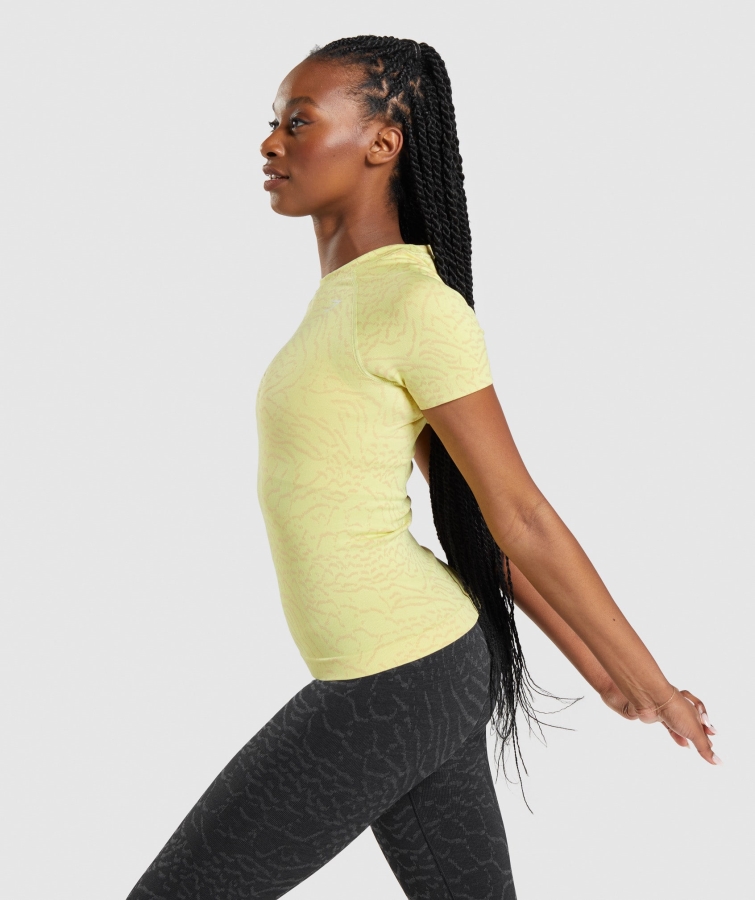 Gymshark Adapte Hayvan Dikişsiz Tişört Hibrit Ateş Böceği Sarısı