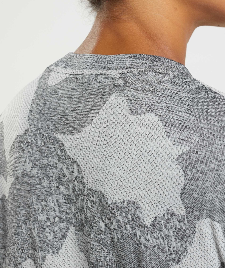 Gymshark Adapt Kamuflaj Dikişsiz Uzun Kollu üst Lav Açık Gri-siyah