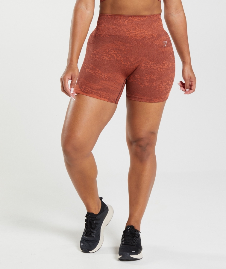 Gymshark Adapt Kamuflaj Dikişsiz şort Lav-fırtına Kırmızı-kiraz Kahvesi