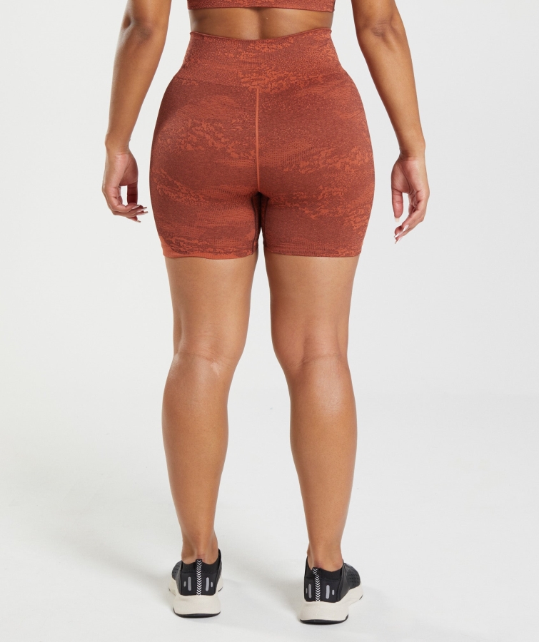 Gymshark Adapt Kamuflaj Dikişsiz şort Lav-fırtına Kırmızı-kiraz Kahvesi