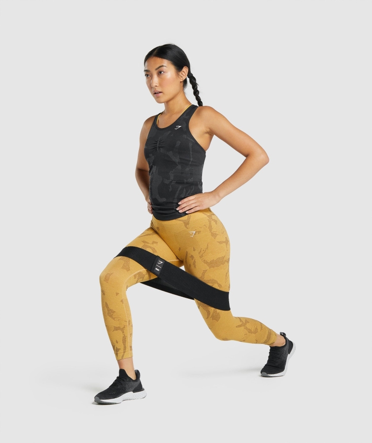 Gymshark Kamuflaj Uyarlaması Dikişsiz Tank Savana-siyah