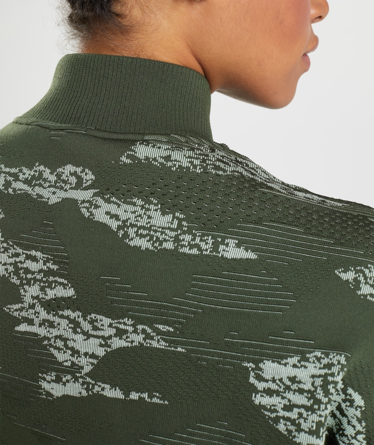 Gymshark Adapt Kamuflaj Dikişsiz Eşofman Ceketi Lav-yosunu Zeytin-aloe Yeşili