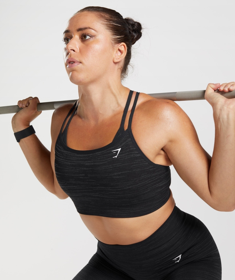 Gymshark Adapt Marl Dikişsiz Spor Sutyeni Vlt-siyah-dumanlı Gri