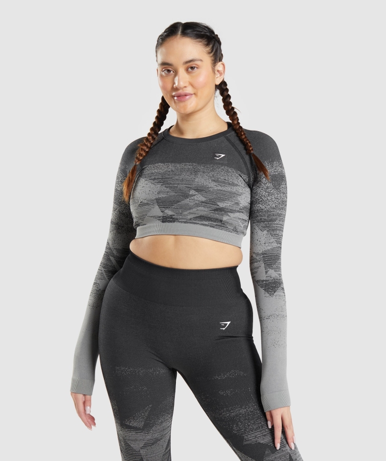 Gymshark Adapte Ombre Kırpma üst üçgen-siyah