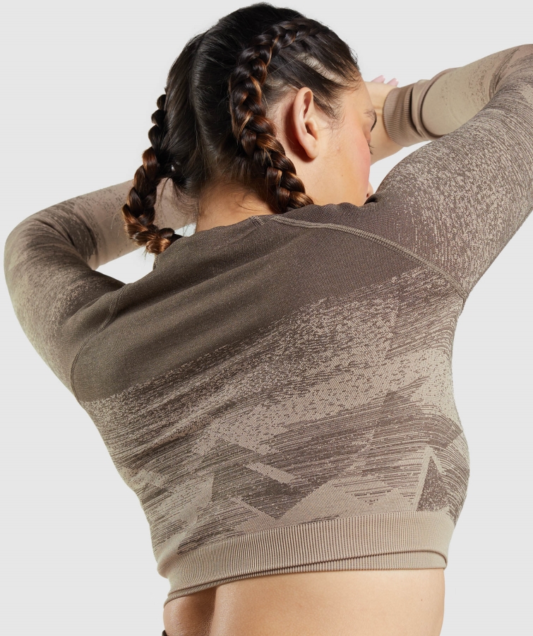 Gymshark Ombre Kırpma üst üçgen-kuruş Kahverengi Adapte