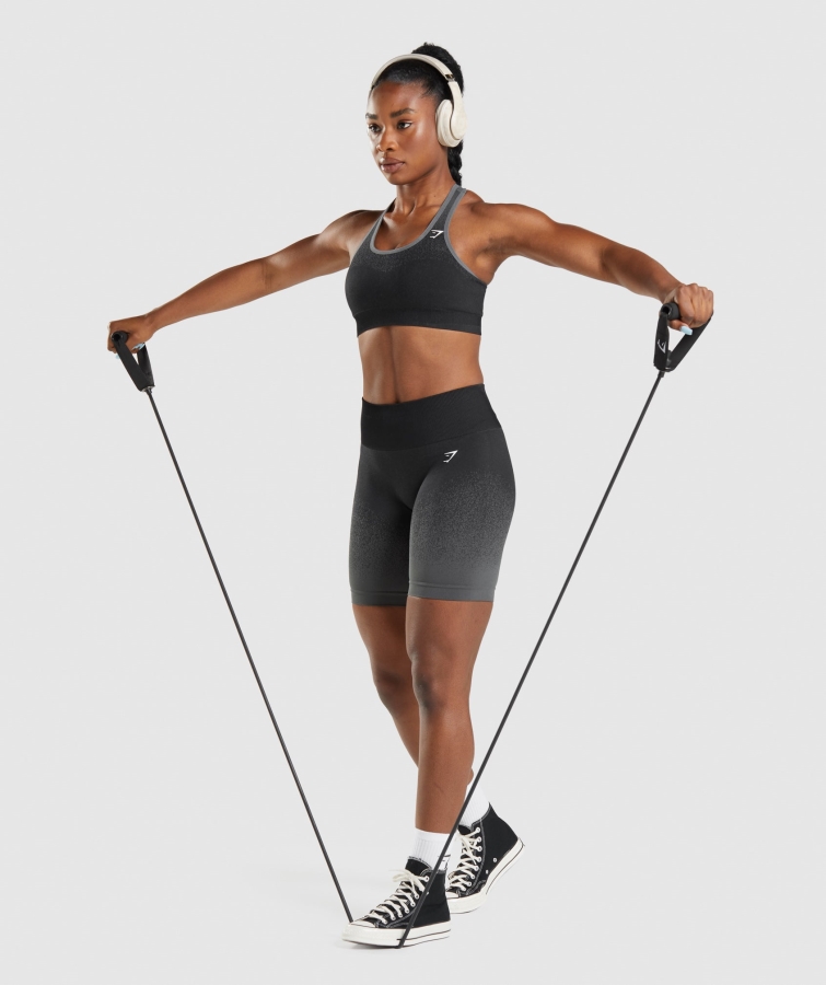 Gymshark Adapt Ombre Dikişsiz Bisiklet şortu Siyah-gri