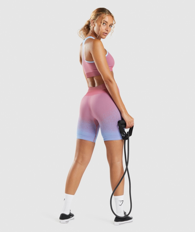 Gymshark Adapt Ombre Dikişsiz Bisiklet şortu Gül Pembe-açık Mavi