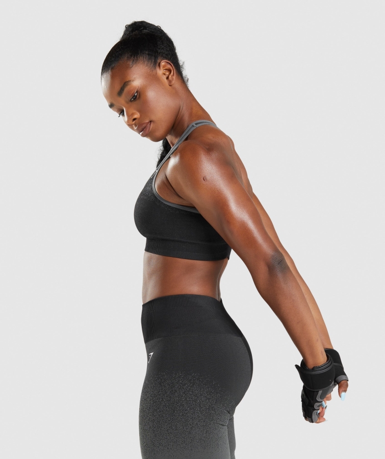 Gymshark Adapt Ombre Dikişsiz Spor Sutyeni Siyah-gri