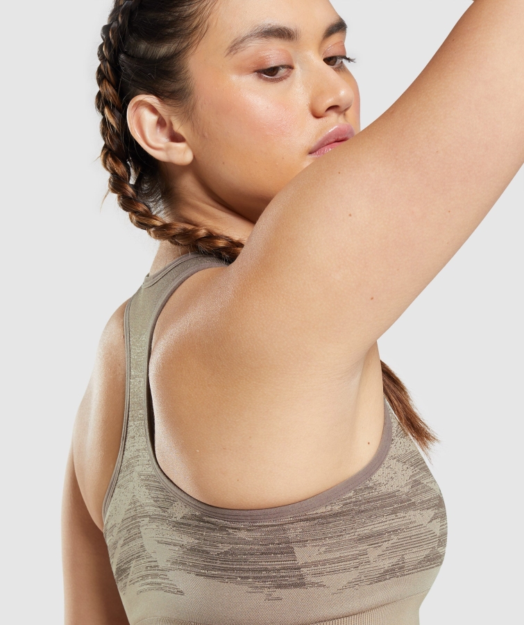 Gymshark Uyum Ombre Dikişsiz Spor Sutyeni üçgen Kuruş Kahverengi