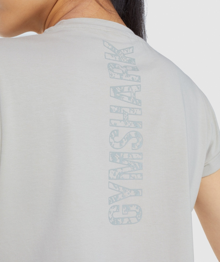 Gymshark Hayvan Grafik Kırpma T-shirt Gri