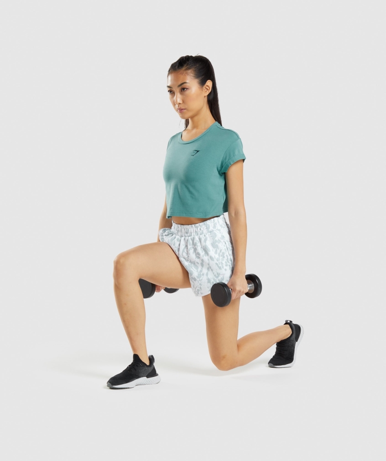 Gymshark Hayvan Grafik Kırpma T-shirt Deniz Mavisi