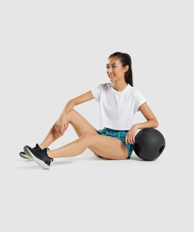 Gymshark Hayvan Grafik Kırpma T-shirt Beyaz