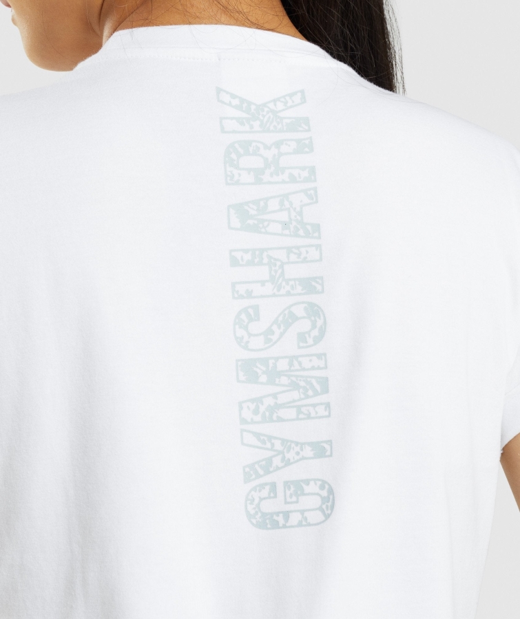 Gymshark Hayvan Grafik Kırpma T-shirt Beyaz