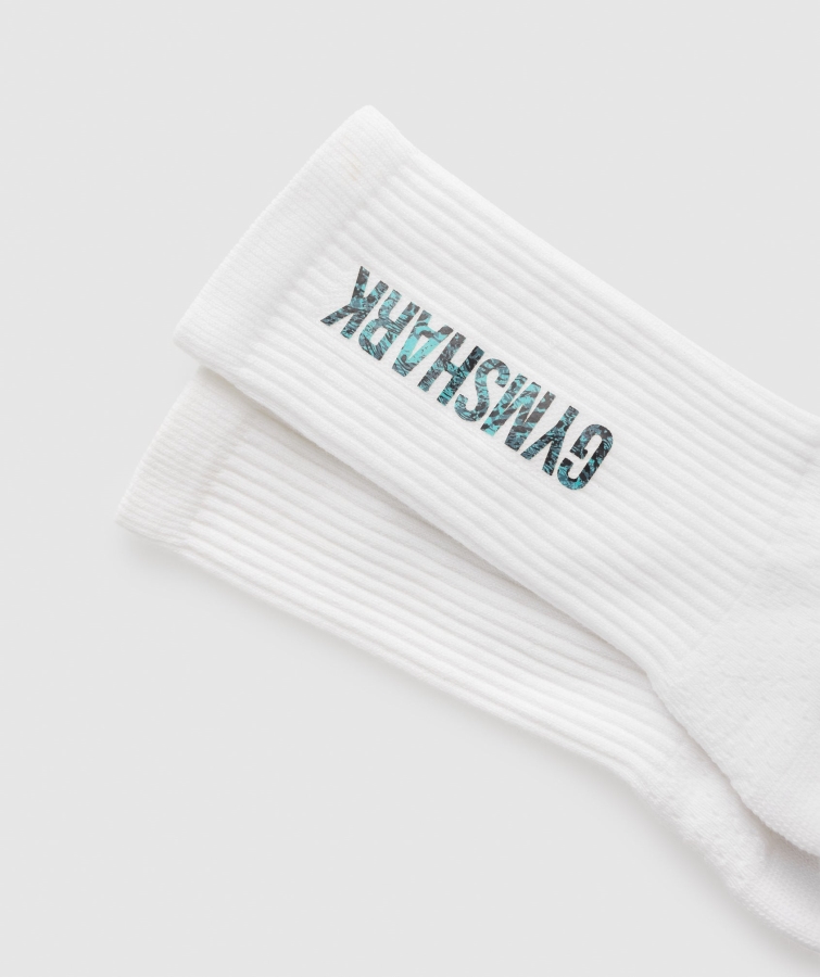 Gymshark Hayvan Baskı Mürettebat çorap Beyaz