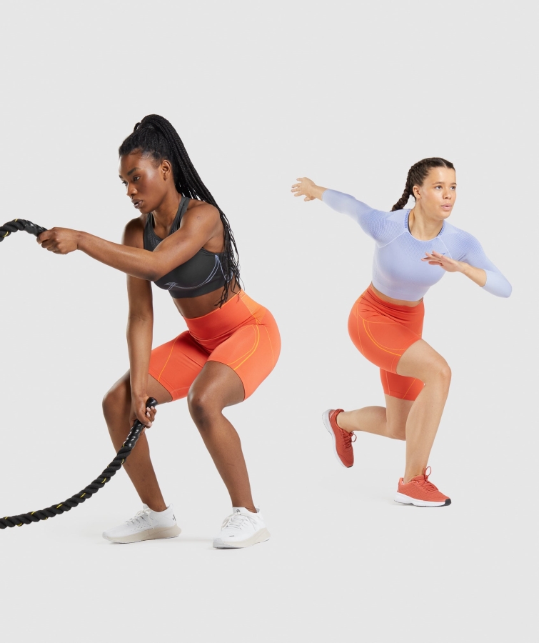 Gymshark Apeks Dikişsiz Yüksek Katlı Kısa Papaya Portakal-kayısı Portakal