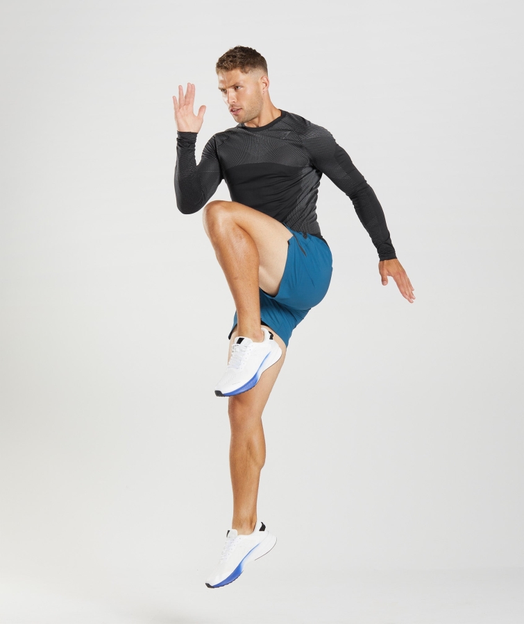 Gymshark Apeks Dikişsiz Uzun Kollu Tişört Siyah Siluet Gri