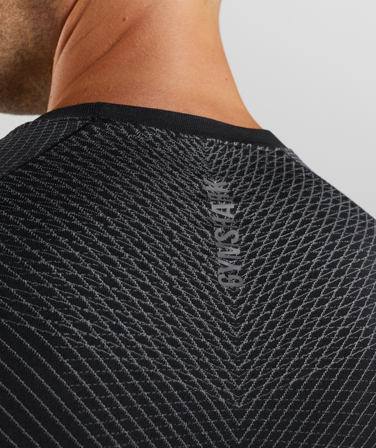 Gymshark Apeks Dikişsiz Uzun Kollu Tişört Siyah Siluet Gri