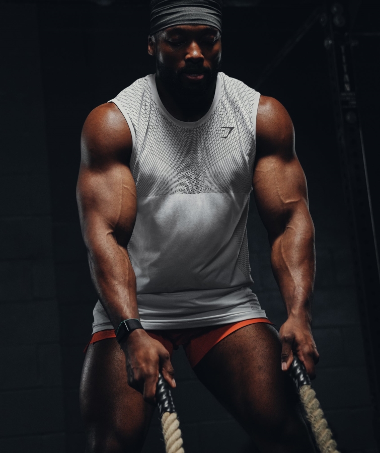 Gymshark Apeks Dikişsiz Tank Açık Gri-oniks Grisi