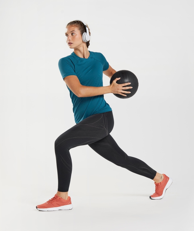 Gymshark Apeks Kesintisiz üst Atlantik Mavi-köpekbalığı Mavisi