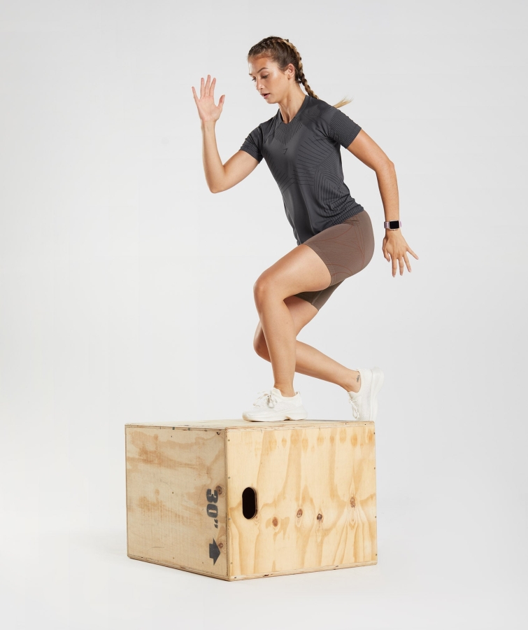 Gymshark Apeks Dikişsiz üst Oniks Gri-siyah