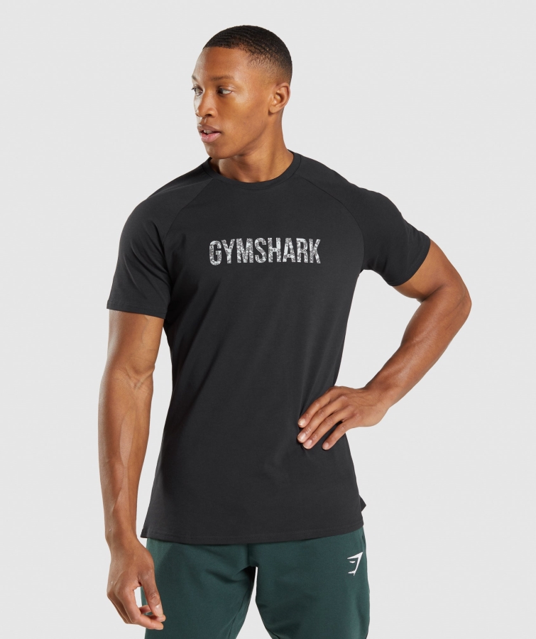 Gymshark Apollo Kamuflajlı Tişört Siyah