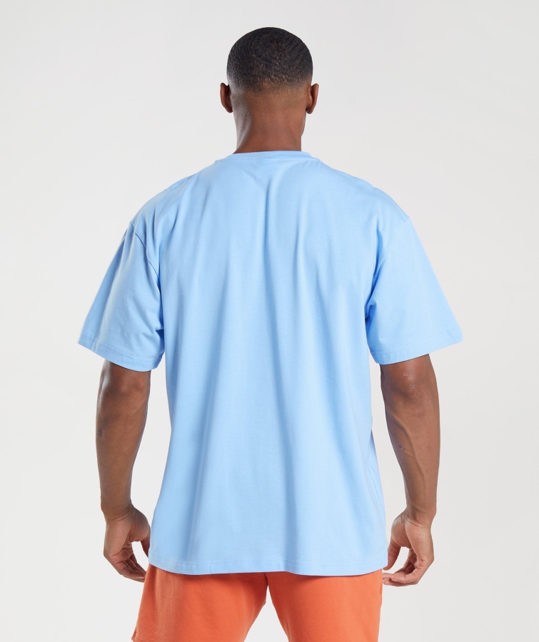 Gymshark Apollo Dolgulu Büyük Boy Tişört Aytaşı Mavisi