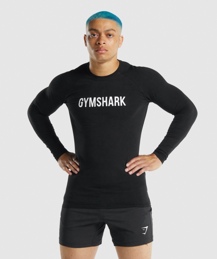 Gymshark Apollo Uzun Kollu Erkek Tişört Siyah