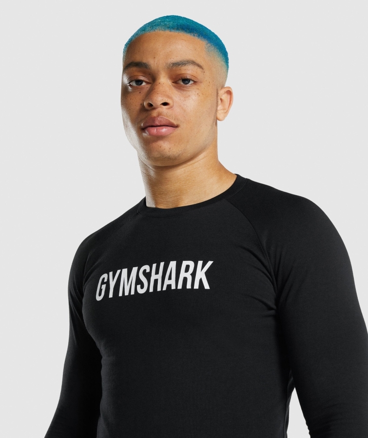 Gymshark Apollo Uzun Kollu Erkek Tişört Siyah