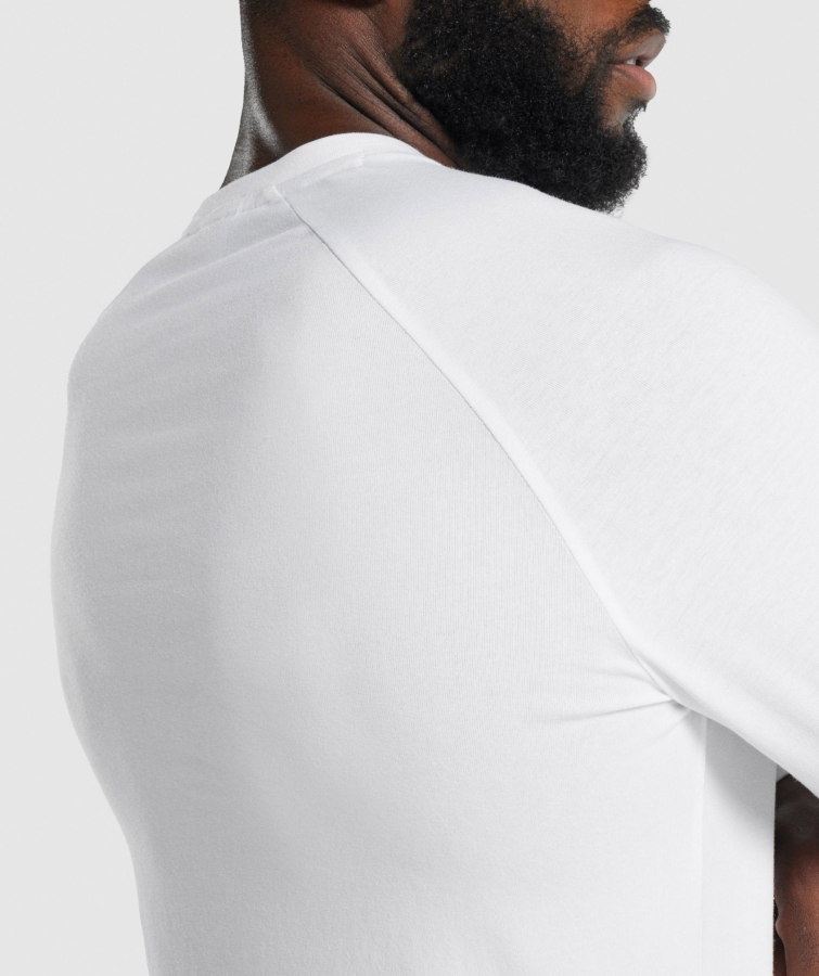 Gymshark Apollo Uzun Kollu Tişört Erkek Beyaz