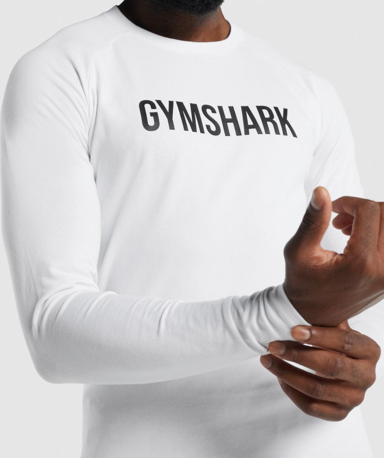 Gymshark Apollo Uzun Kollu Tişört Erkek Beyaz