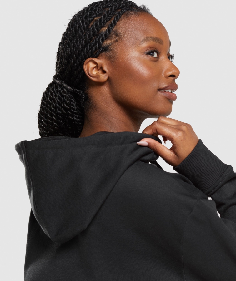 Gymshark Apollo Büyük Boy Kapşonlu Siyah