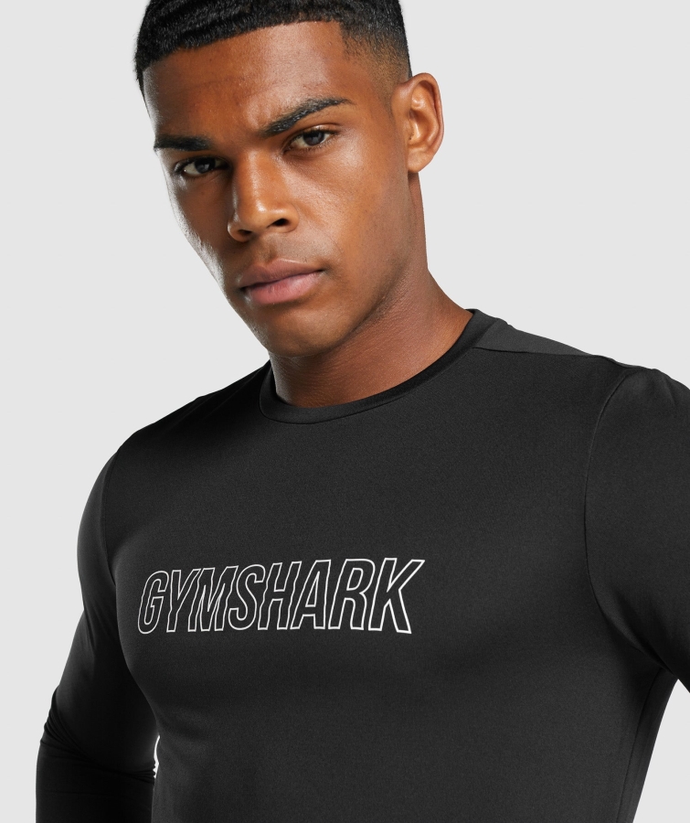 Gymshark Varış Uzun Kollu Grafik Tişört Siyah