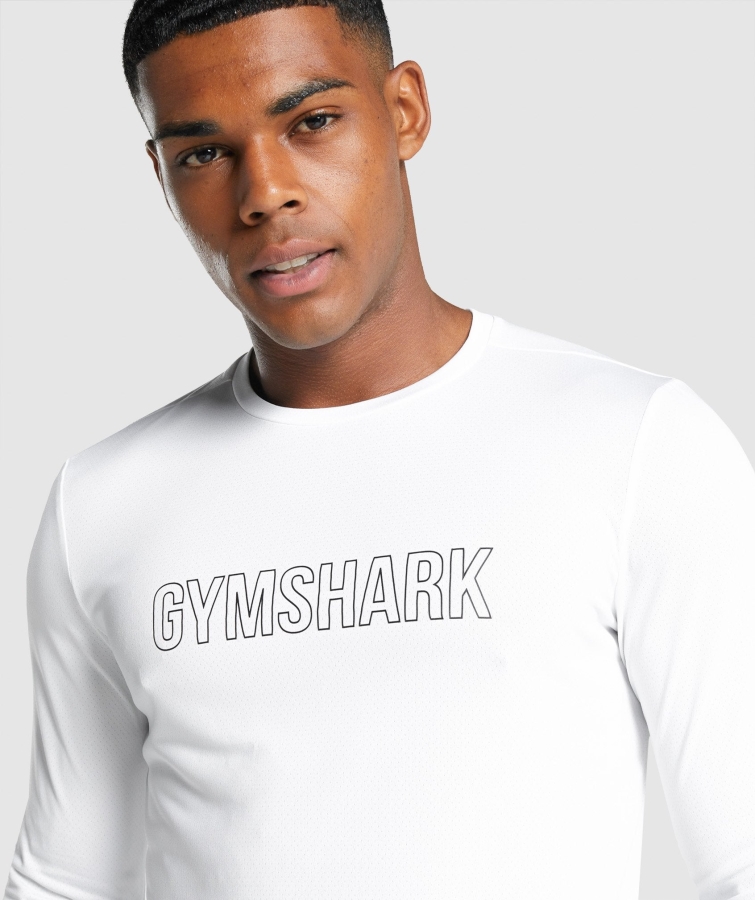 Gymshark Varış Uzun Kollu Grafik Tişört Beyaz