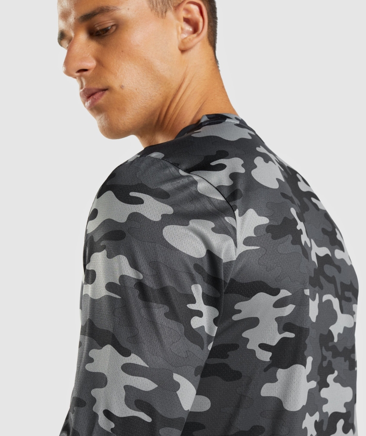 Gymshark Varış Uzun Kollu Tişört Gri Baskı