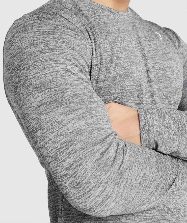 Gymshark Varış Marl Uzun Kollu Tişört Kömür Marn