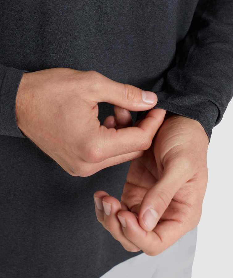 Gymshark Varış Dikişsiz Uzun Kollu Tişört Siyah Marl