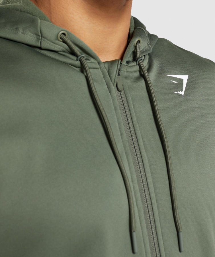 Gymshark Varış Fermuarlı Kapüşonlu çekirdek Zeytin