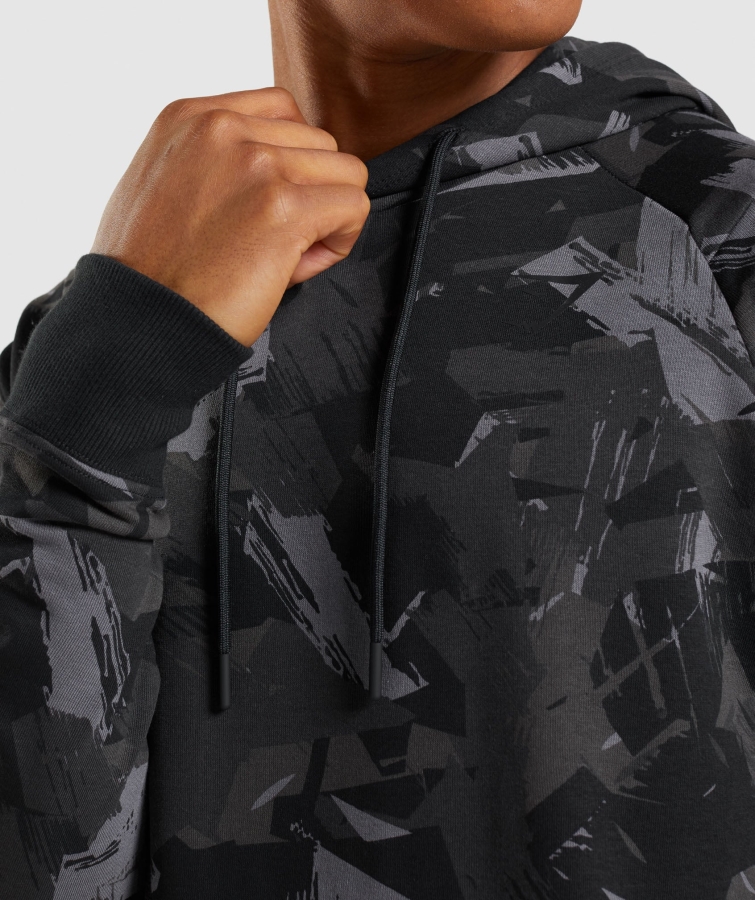 Gymshark Kalın Kapüşonlu Gri Baskı