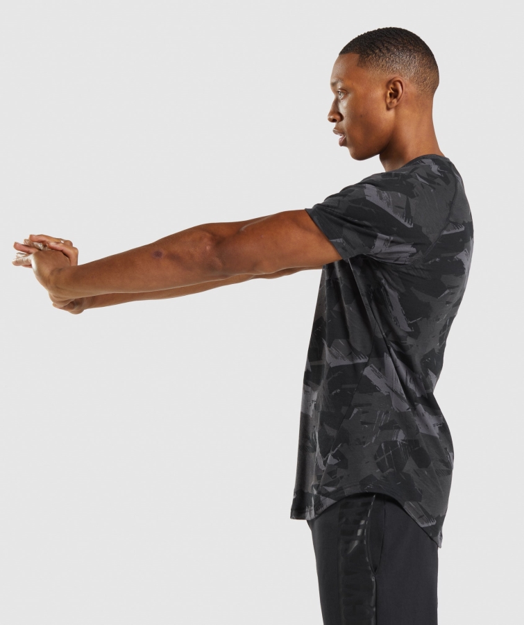 Gymshark Kalın Tişört Erkek Gri Baskı