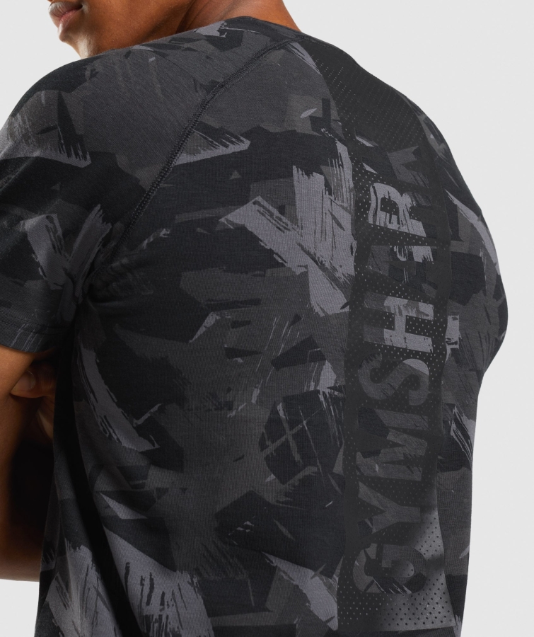 Gymshark Kalın Tişört Erkek Gri Baskı