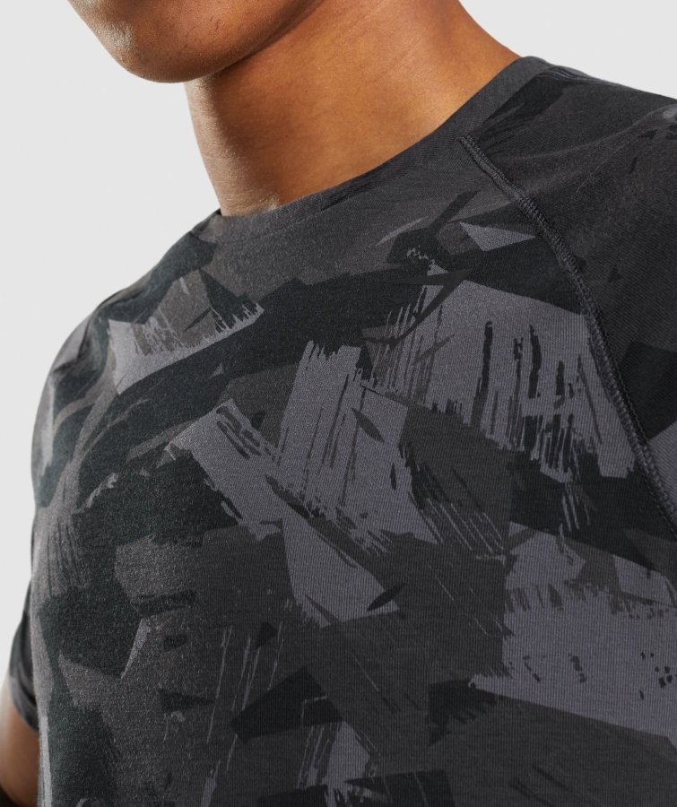 Gymshark Kalın Tişört Erkek Gri Baskı