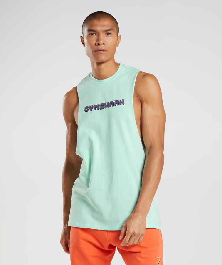 Gymshark Kabarcık Baskı Açılan Kol Tankı Turbo Mavi