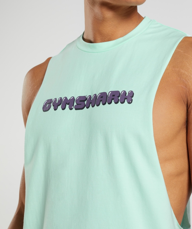 Gymshark Kabarcık Baskı Açılan Kol Tankı Turbo Mavi