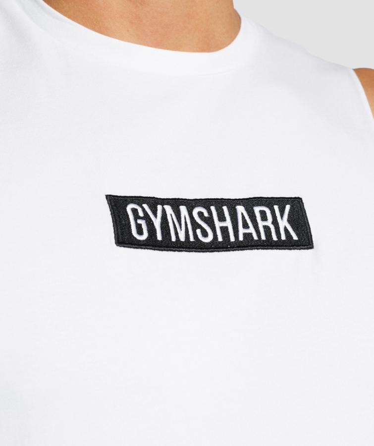 Gymshark Merkezi Açılan Kol Tankı Beyaz