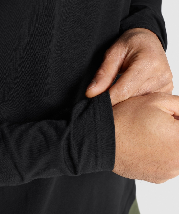 Gymshark Arması Uzun Kollu Tişört Siyah